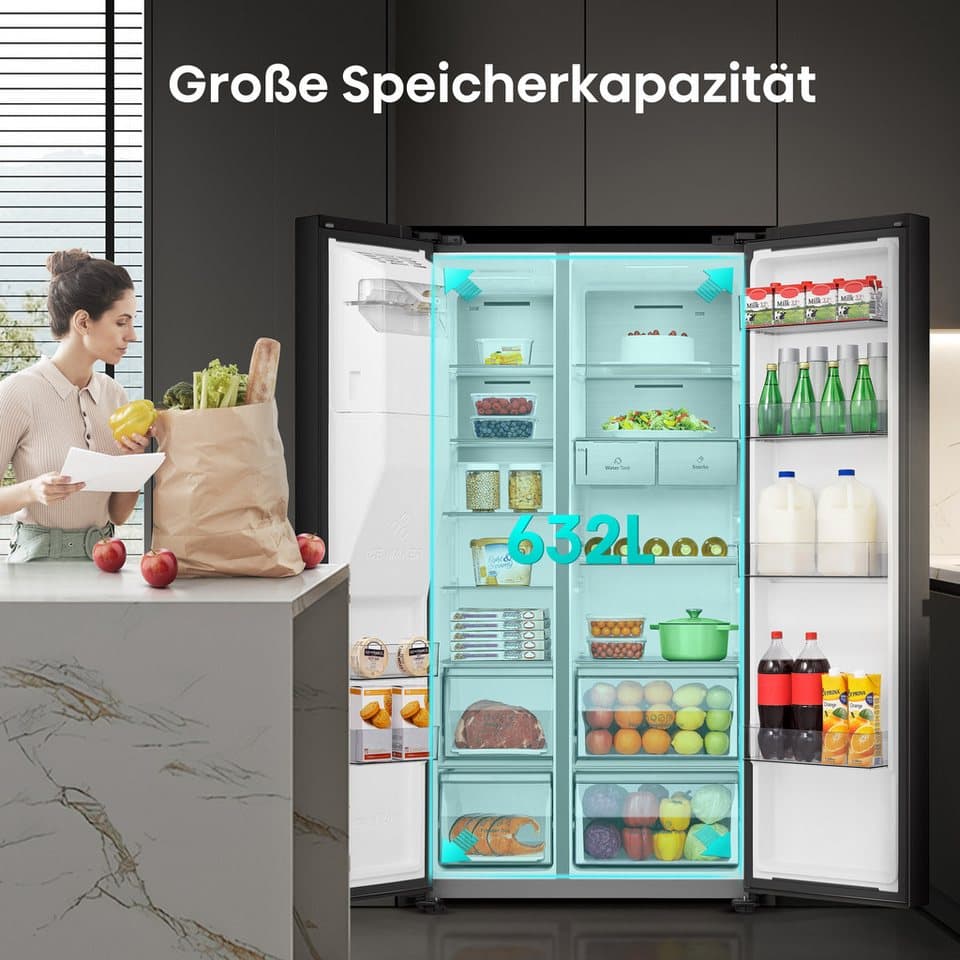 Hisense Side-by-Side RS818N4TFC, 179 cm hoch, 91 cm breit, MetalCooling, No Frost Plus, mit Wassertank, Wifi - Thumbnail 9