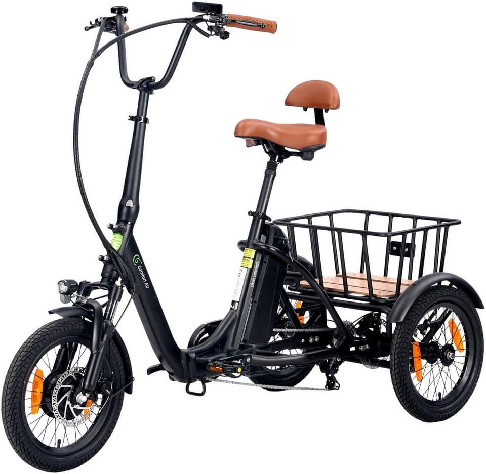 SachsenRAD E-Bike Dreirad T6S Comfort air faltbar mit Korb und Alarmanlage, 7 Gang Shimano, Kettenschaltung, Frontmotor, 468 Wh - Bild 1