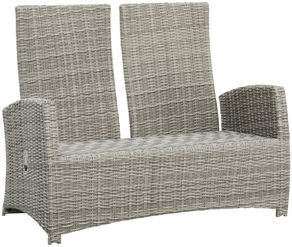 KONIFERA Garten-Essgruppe Monaco, (Set, 16-tlg., 1x2er Sofa, 2x Sessel, 2x Hocker, 1x Tisch 120x70x66cm, inkl. Auflagen), Polyrattan, Aluminium, Rückenlehne verstellbar, Grau - Thumbnail 5