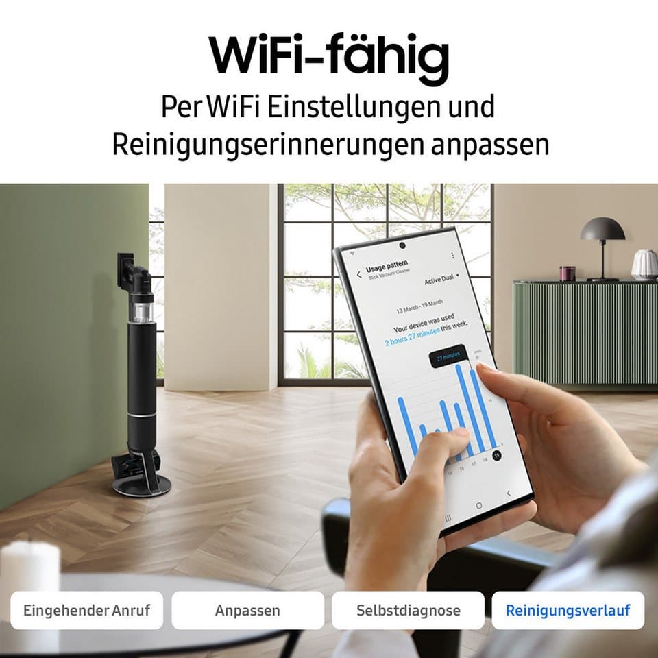 Samsung Akku-Handstaubsauger BESPOKE AI Jet Ultra Akku + CompleteClean, VS90F40EEK/WD, 1050 W, beutellos - Thumbnail 9