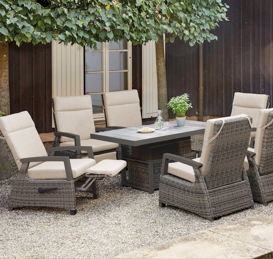 Siena Garden Gartenlounge-Set Corido, (Set, 9-tlg), bestehend aus 2 Sesseln, 1 Sofa, 1 Tisch und 5 Auflagen - Thumbnail 5