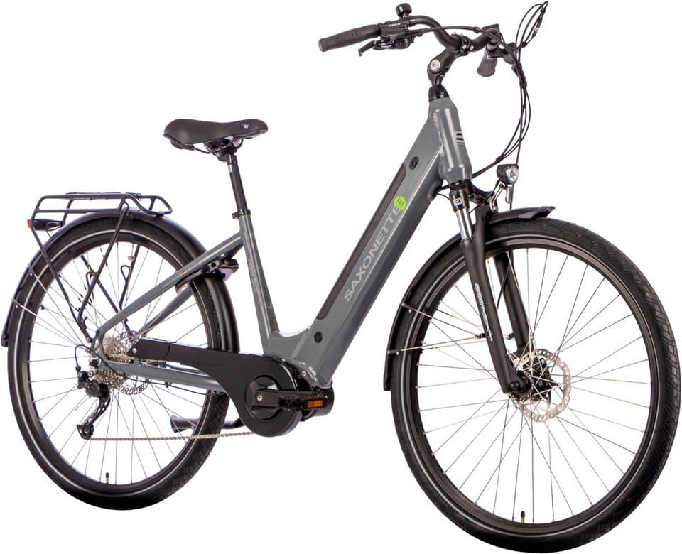 SAXONETTE E-Bike Trekkingrad E-Bike Cityrad Deluxe Sport (Wave), 9 Gang Shimano Alivio Schaltwerk, Kettenschaltung, Mittelmotor, 418 Wh, (Packung), (mit integr. Akku), Elektrofahrrad für Damen u. Herren - Thumbnail 2