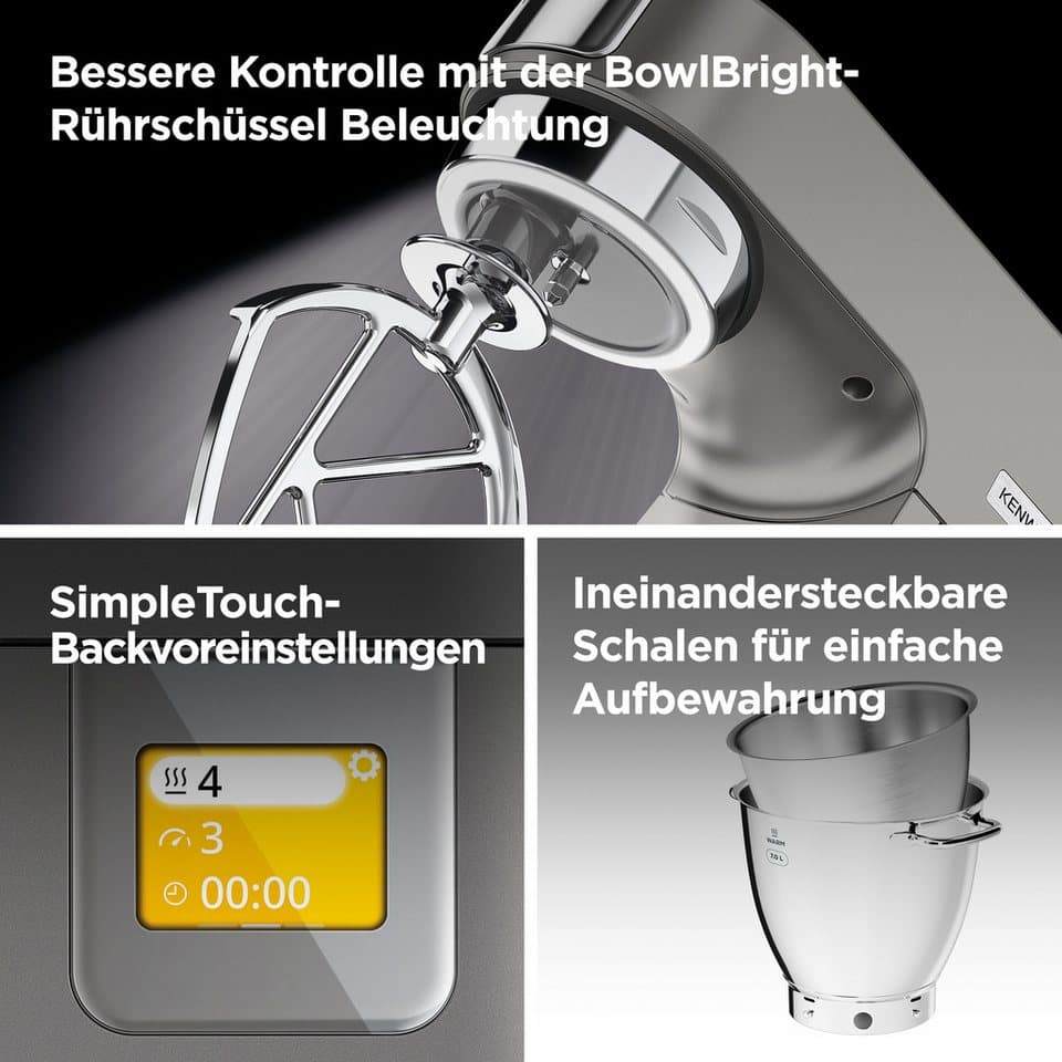 KENWOOD Küchenmaschine Titanium Chef Patissier XL KWL90.594SI, 1400 W, 7 l Schüssel, Wärmefunktion, zusätzliche 5 l Schüssel, inkl. umfangreiches Zubehör - Thumbnail 4