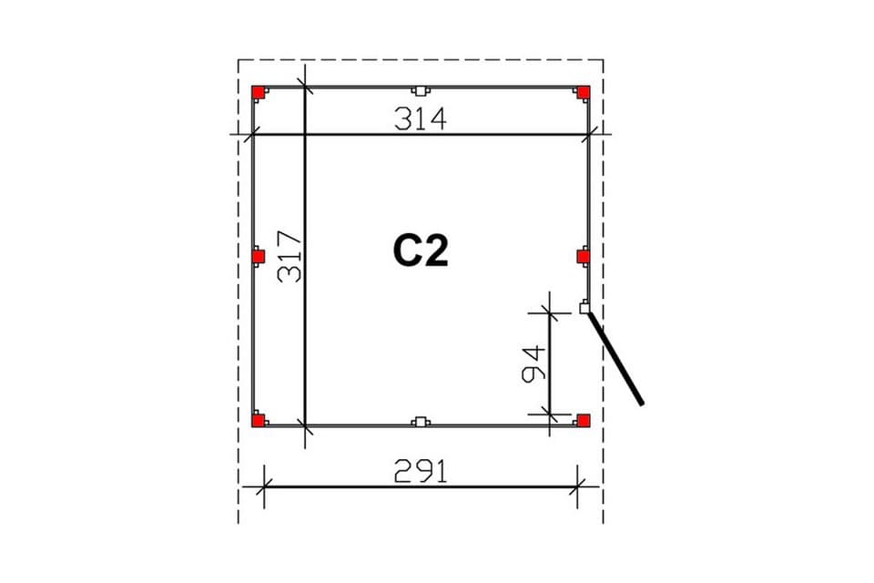 Skanholz Carport-Geräteraum Abstellraum C2, BxT: 314x317 cm, aus Profilschalung - Thumbnail 3