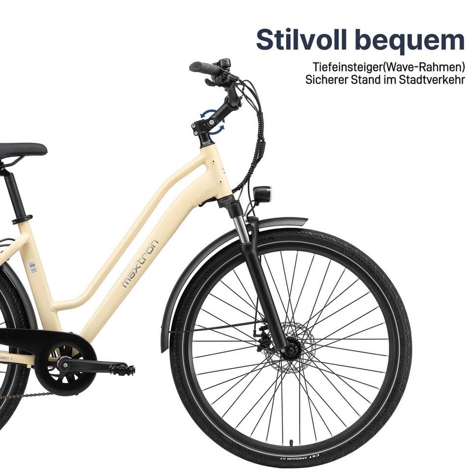 Maxtron E-Bike Cityrad Maxtron Urban 7 E-Citybike 28 Zoll, 7 Gang Shimano Altus Schaltwerk, Kettenschaltung, Heckmotor, 460,8 Wh, (Packung), Tiefeinsteiger für Damen - Thumbnail 4