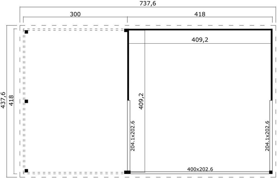 LASITA MAJA Gartenhaus-Anbaudach DOMEO 5 DACHVERLÄNGERUNG, BxT: 437,6x300 cm, für Domeo 5 - Thumbnail 3