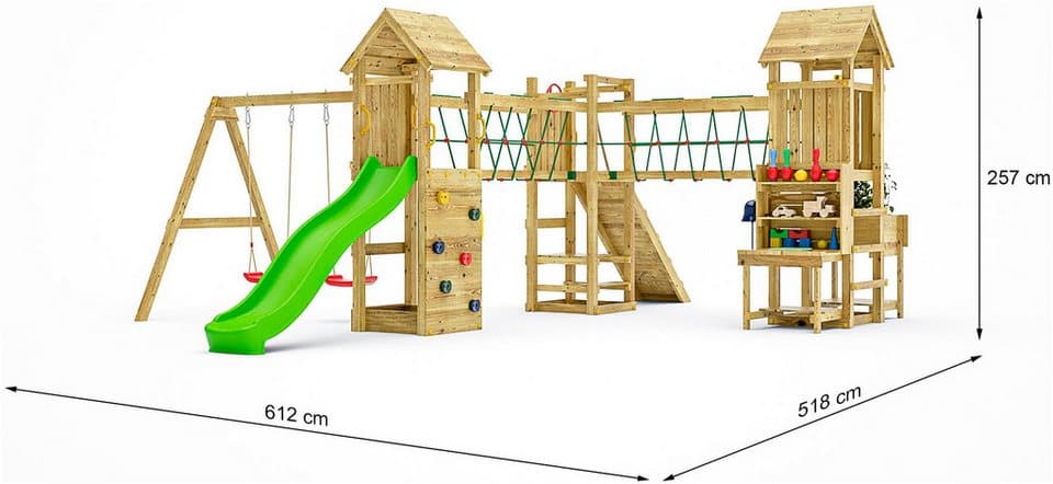 FUNGOO Spielturm Maxi Funny Optimizer, mit Rutsche, Schaukeln, Kletterwand + Seilbrücke, Made in Europe - Thumbnail 6