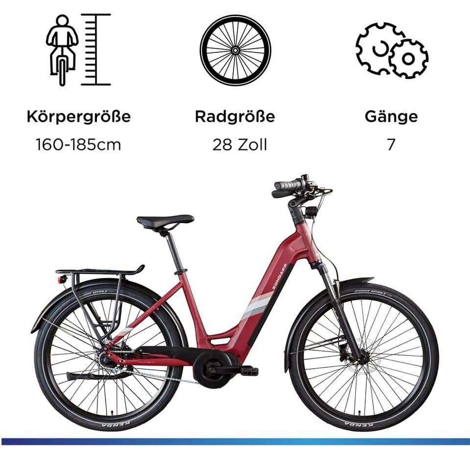 Zündapp E-Bike Cityrad X800, 7 Gang, Nabenschaltung, Mittelmotor, 550 Wh, Pedelec, Elektrofahrrad für Damen und Herren - Thumbnail 3