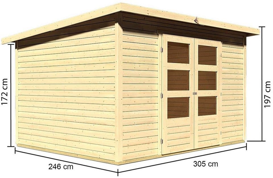 Karibu Gartenhaus Stockach 5, BxT: 330x282 cm, (Set), naturbelassen oder terragrau - Thumbnail 7