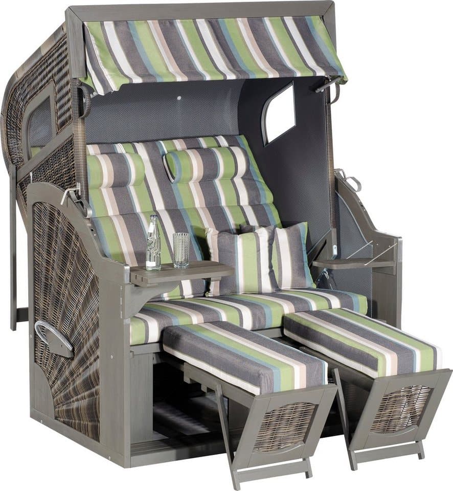 SunnySmart Strandkorb Rustikal 405 Z Comfort XL, BxTxH: 135x90x160 cm, Volllieger, Ostsee-Modell