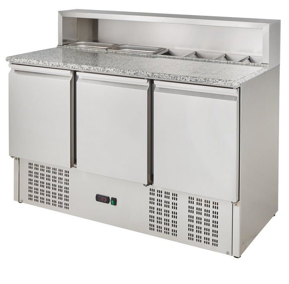 GastroHero Dönergrill Pizzatisch ECO 1365 mit Granitplatte Kühltisch 3 Türen 402L, 450 W - Thumbnail 9