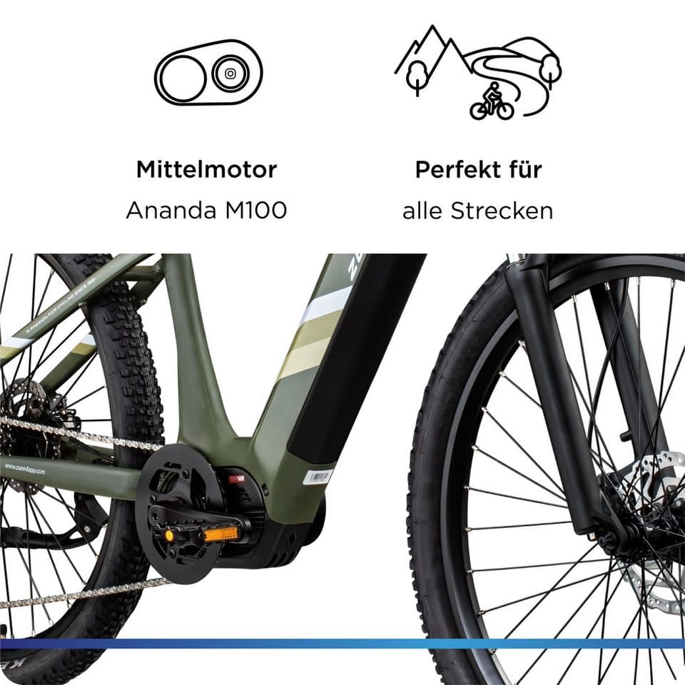 Zündapp E-Bike Mountainbike X900, 10 Gang Shimano Cues U6020 SGS Schaltwerk, Kettenschaltung, Mittelmotor, 715,68 Wh, Pedelec, Elektrofahrrad für Damen und Herren, MTB - Thumbnail 5