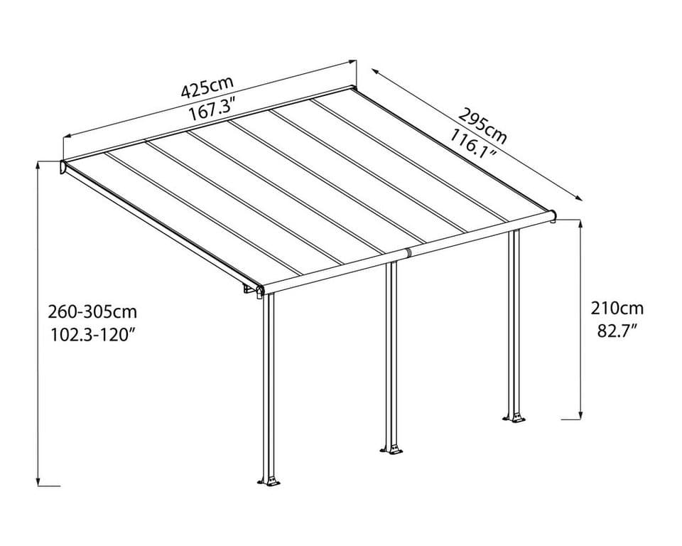 Palram - Canopia Terrassendach Olympia 3x4.2, BxT: 425x295 cm, Bedachung Doppelstegplatten, BxT: 425x295 cm - Thumbnail 7