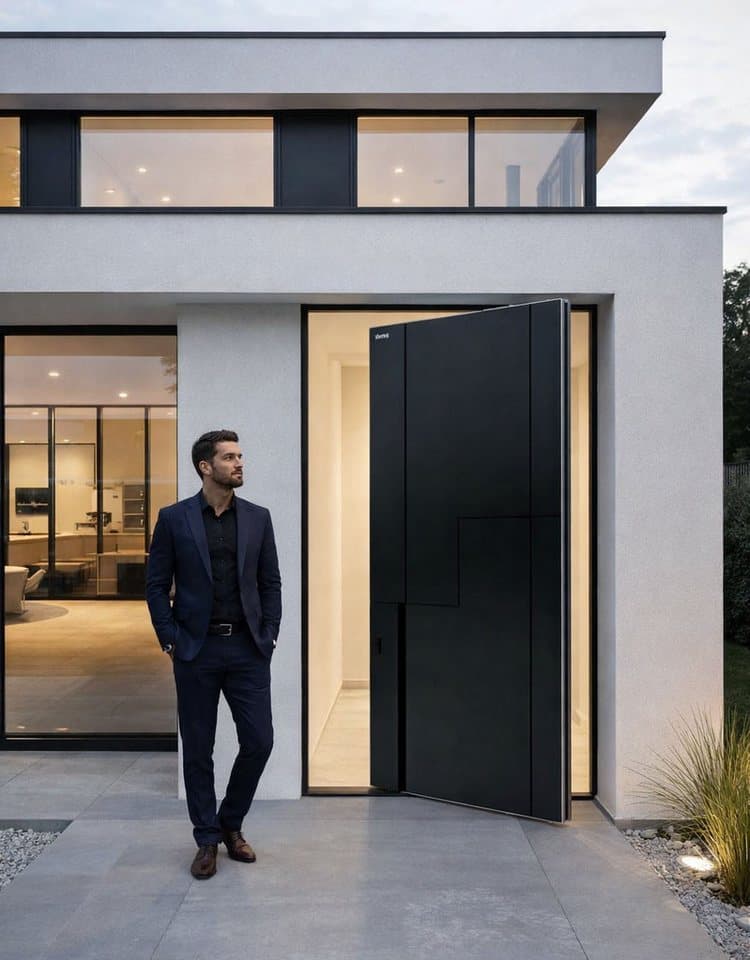 Xlmoebel Zimmertür Elegante schwarze Aluminium-Drehtür mit Einbruchschutz, Made in Europa - Thumbnail 5