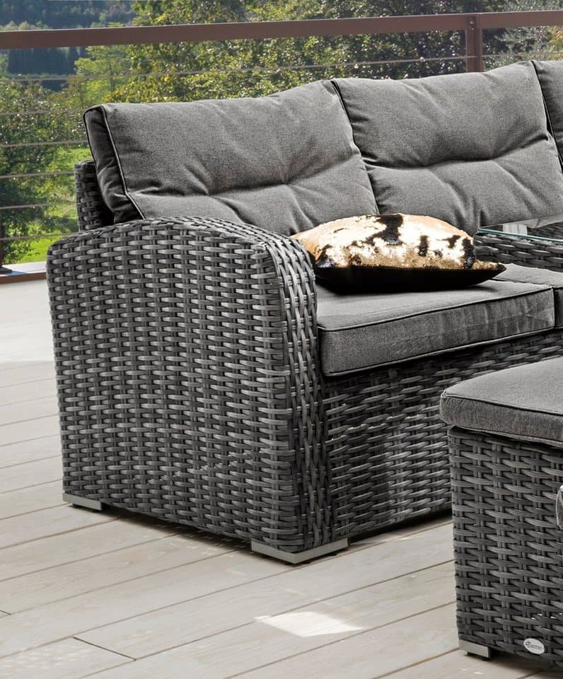 Destiny Gartenlounge-Set SANTA PONSA II Eckgruppe grau meliert, Tisch 140x80cm, Polster grau, (Set, 20-tlg., 2 Schenkel, 2 Hocker, inkl. Polster, 1 Tisch), Aluminium, Polyrattan - Thumbnail 2