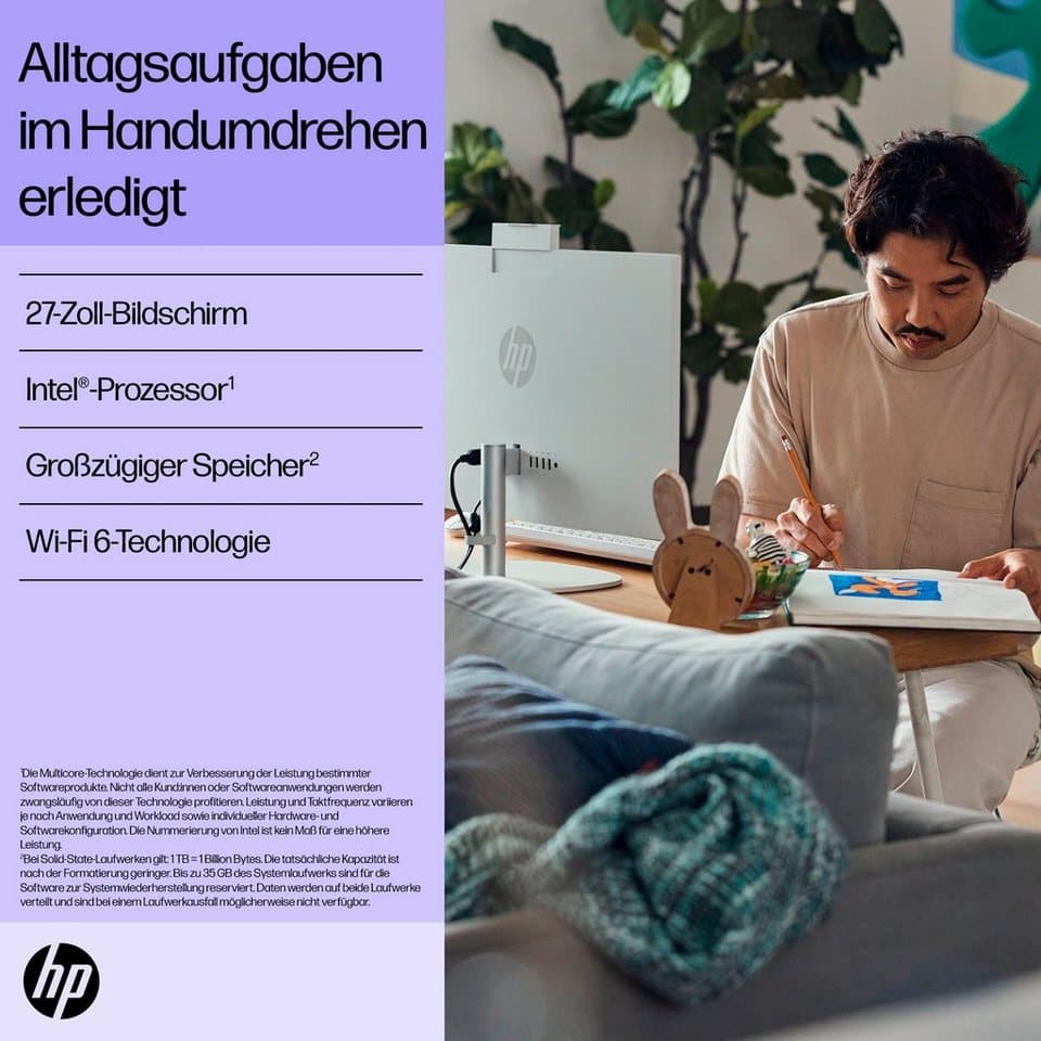 HP 27-cr1200ng All-in-One PC (27 Zoll, Intel Core Ultra 5 125U, Intel Internal Graphics, 16 GB RAM, 512 GB SSD) - Thumbnail 8