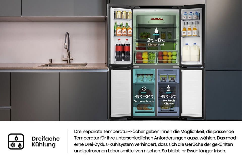 Hisense Multi Door RQ5P470SAFD, 178,5 cm hoch, 79,4 cm breit, MetalCooling Innenwand - Thumbnail 12