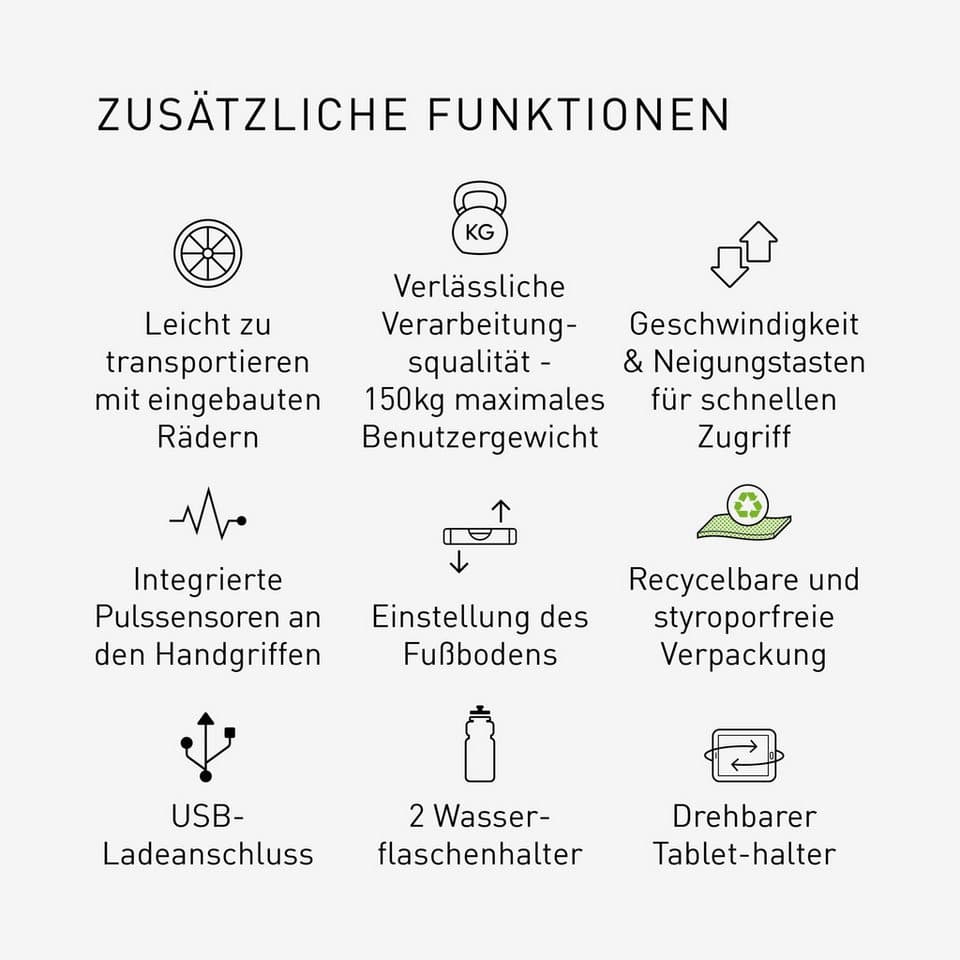 adidas Performance Laufband Laufband T-23 (mit Bluetooth-Funktion), bis max. 20 km/h, mit Steigung, 150 kg max. Benutzergewicht - Thumbnail 18
