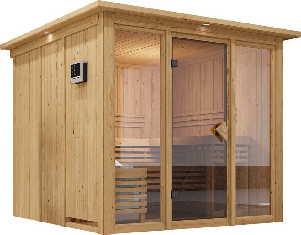 welltime Sauna Artja, BxTxH: 240,5 x 248 x 202 cm, 68 mm, (Set) Ofen 9 KW externe Strg easy - Thumbnail 3