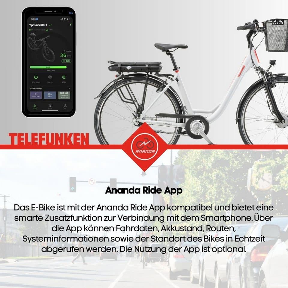 Telefunken E-Bike Cityrad Multitalent RC657, 7 Gang Shimano Nexus Schaltwerk, Nabenschaltung, Frontmotor, 536,5 Wh, Pedelec, Elektrofahrrad für Damen u. Herren - Thumbnail 9