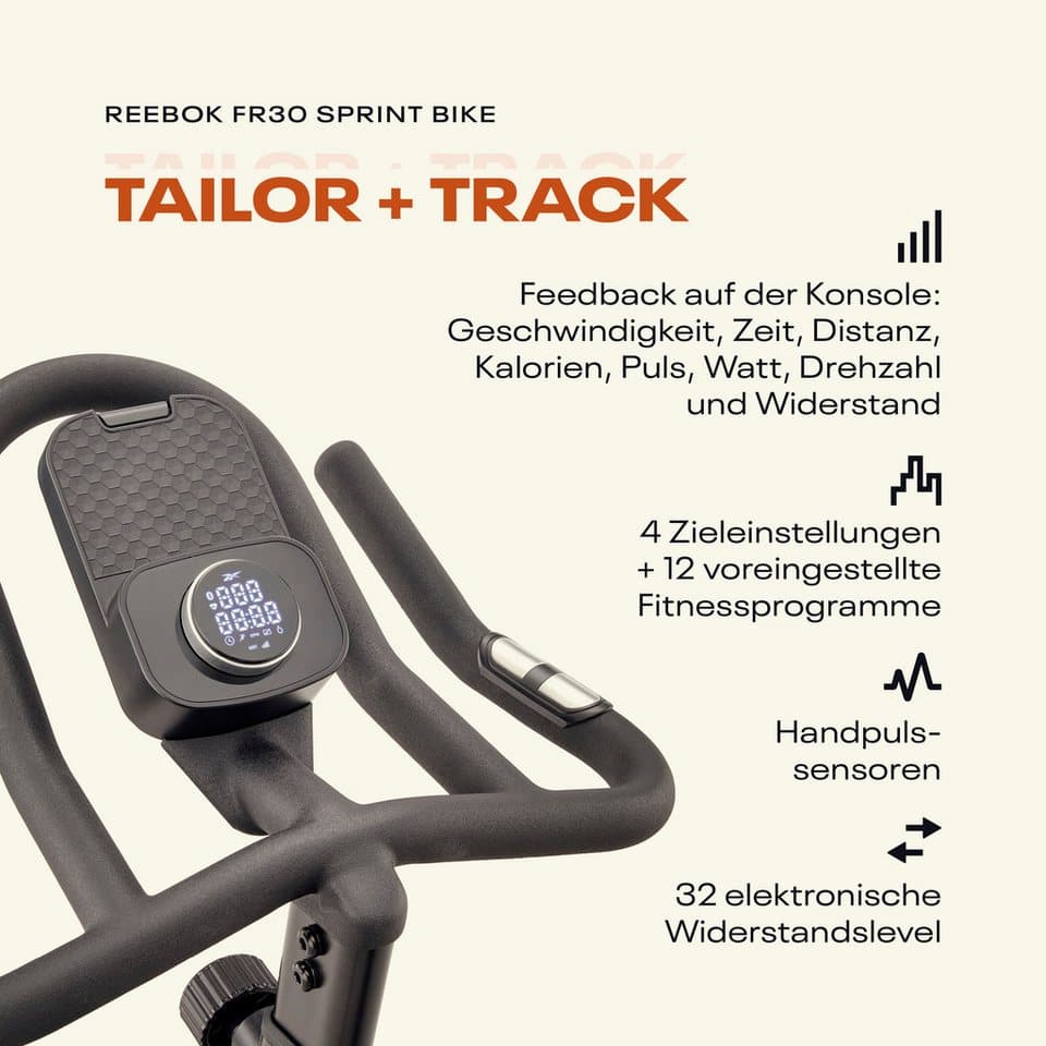 Reebok Speedbike FR30 Speedbike (mit Tablet-Halterung), 135 kg max. Benutzergewicht, Fahrrad, 32 Widerstandsstufen - Thumbnail 27