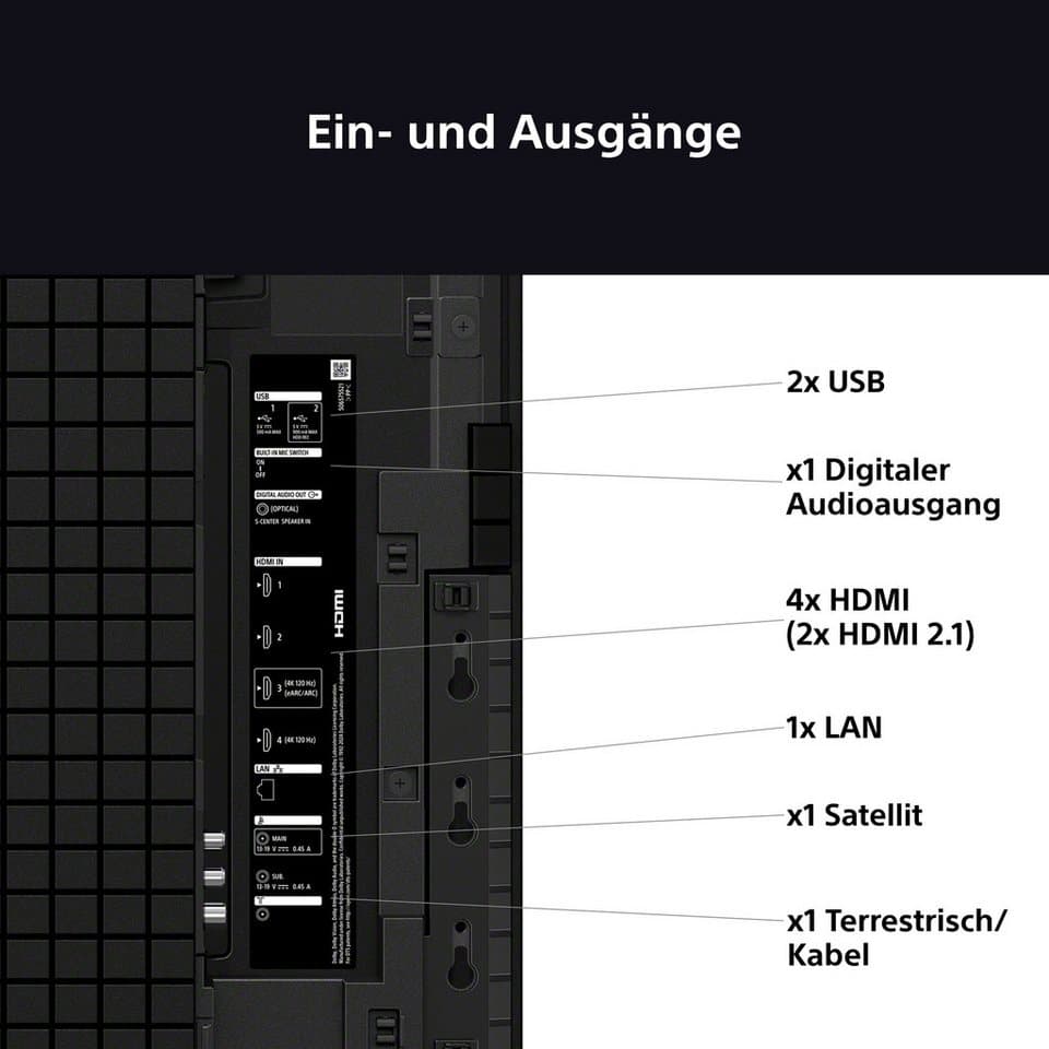 Sony K-65XR80 OLED-Fernseher (164 cm/65 Zoll, 4K Ultra HD, Smart-TV, Google TV, BRAVIA 8, 4K HDR, Dolby Vision & Atmos + Bar 8) - Thumbnail 30