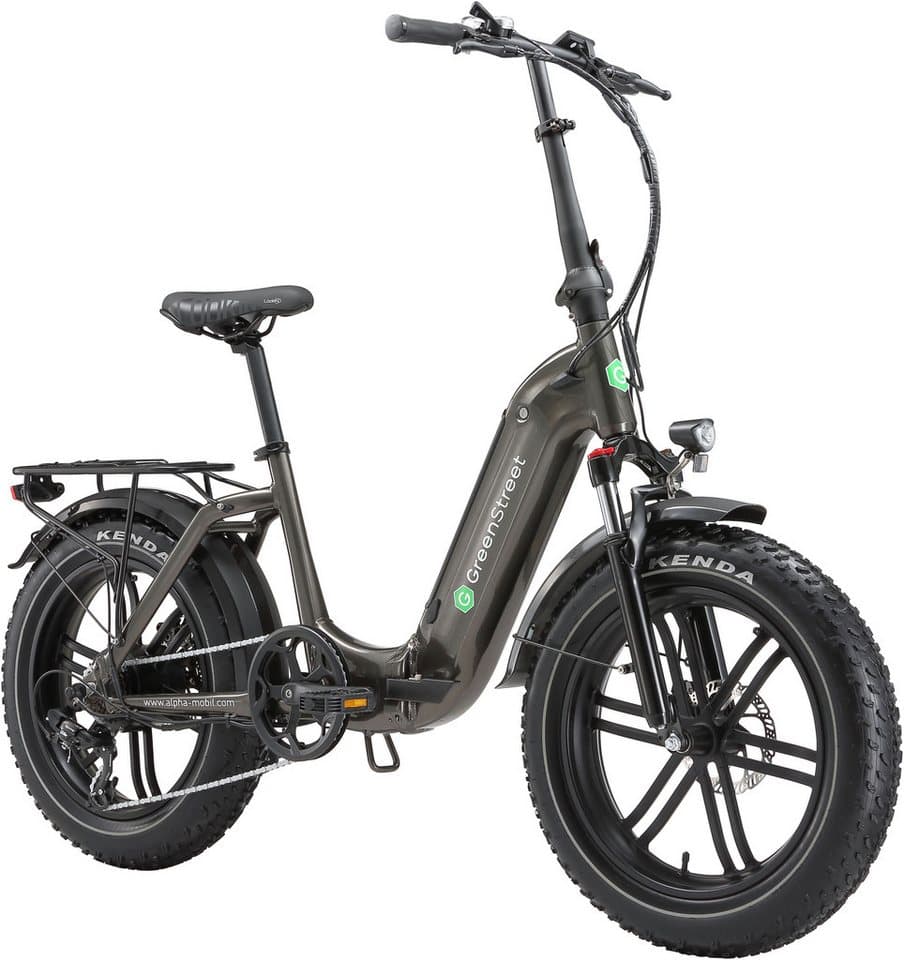 GreenStreet E-Bike Klapprad Tiefeinsteiger Klapprad GS5, 7 Gang Shimano, Kettenschaltung, Heckmotor, 360 Wh, (Set, 2 tlg., mit Akku-Ladegeräte, Fat Tires), Pedelec, Elektrofahrrad für Damen u. Herren - Thumbnail 3