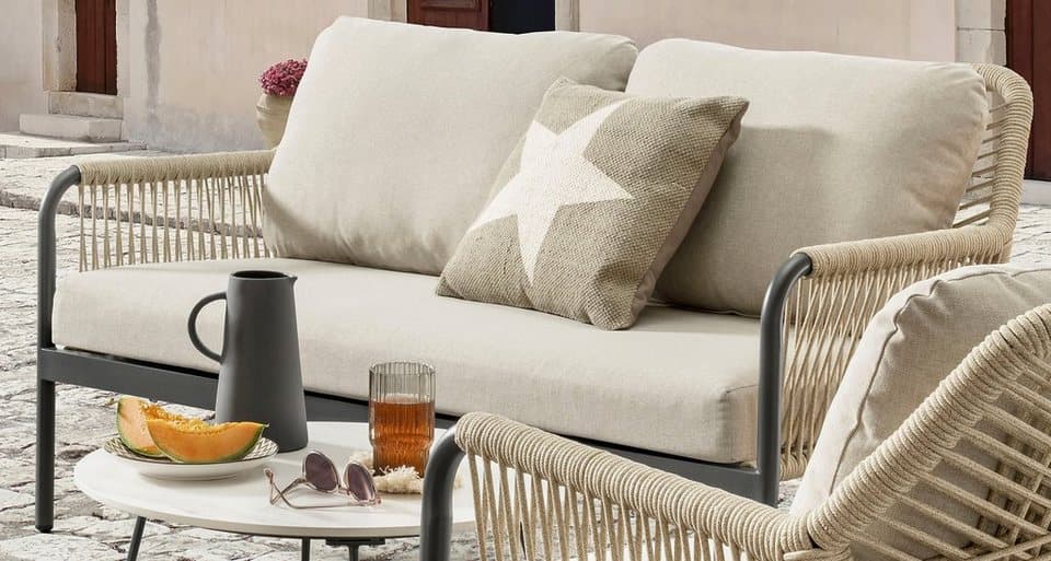 Destiny Gartenlounge-Set GENUA, (Set, 12-tlg., 1 Sofa 146x80x81cm, 2 Sessel 67x80x81cm, 2 Tische), Aluminium, Olefin-Rope - Thumbnail 4