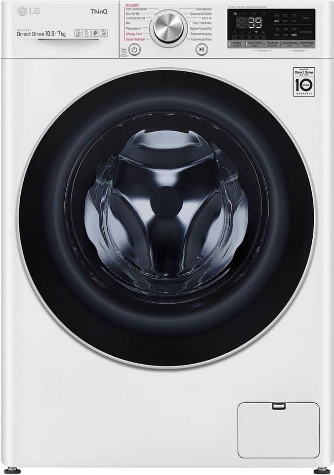 LG Waschtrockner V7WD107H2E, 10,5 kg, 7 kg, 1400 U/min, TurboWash® - Waschen in nur 39 Minuten - Thumbnail 5