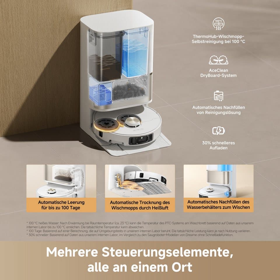 Dreame Saugroboter L50s Pro Ultra, 600 W, beutellos, Basisstation, App-Steuerung - Thumbnail 9