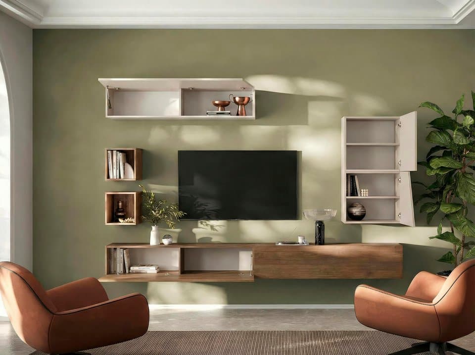 Home affaire Wohnwand Infinity, 6tlg. Breite 276 cm, moderne Mediawand, (6-St), (2x Lowboard hängend, 2x Hängewürfel, Hängeschrank, Würfelregal Set) - Thumbnail 3