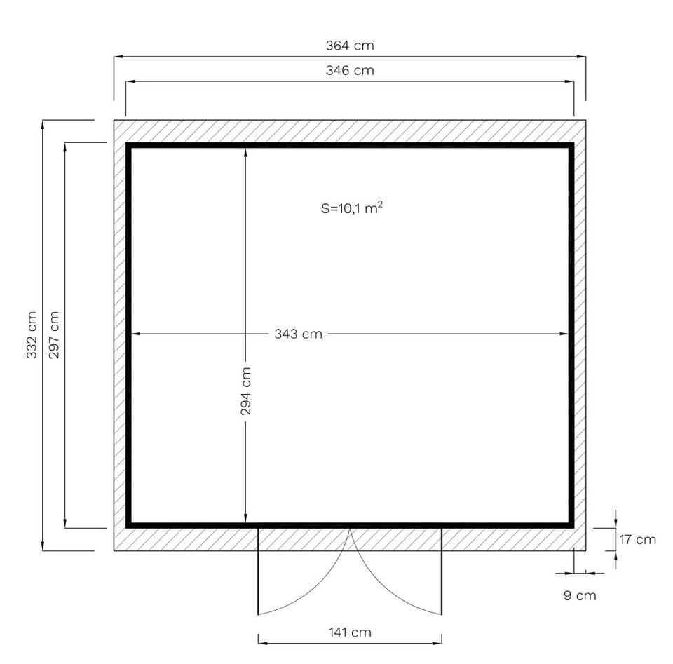 BERTILO Gartenhaus Workshop Smith naturbelassen, BxT: 364x335 cm, Großes Gartenhaus aus exakt vorgefertigten Elementen - Thumbnail 5