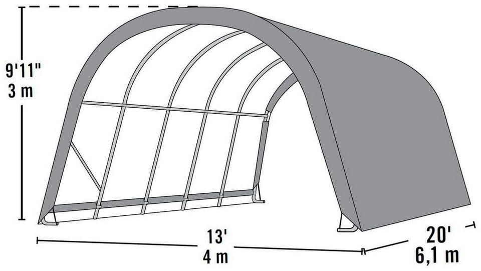 ShelterLogic Foliengerätehaus Weidezelt, Zeltgarage, Run-In-Shed, Grün, 610x400x300 cm - Thumbnail 3