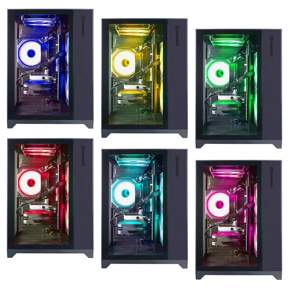 GAMEMAX MegaDeal Infinity Mini BK 2700 Ryzen 7 5700X RTX 5060Ti 16GB 1TB SSD Gaming-PC-Komplettsystem (32", AMD Ryzen 7 5700X, RTX 5060 Ti, 16 GB RAM, 1000 GB SSD, Windows 11 + MSI MAG 32C6X Curved Monitor, 80cm (32) - Thumbnail 3