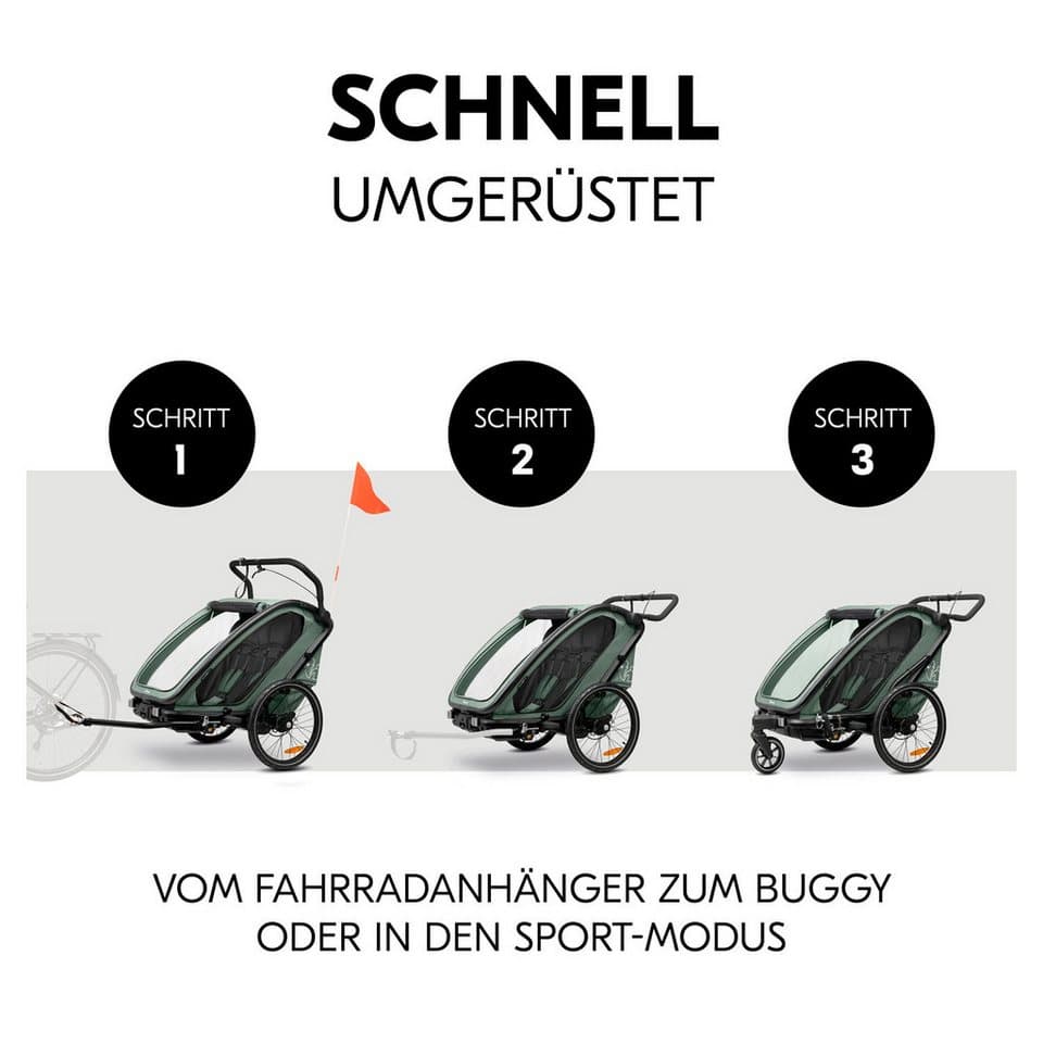 Hauck Fahrradkinderanhänger Bike N Walk Duo, für 2 Kinder, inkl. Deichsel - Thumbnail 4