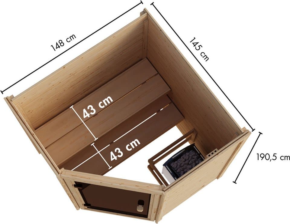 welltime Sauna Backas, BxTxH: 148 x 145 x 190,5 cm, 28 mm, verschiedene Varianten - Thumbnail 13