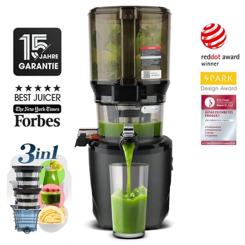 Kuvings Slow Juicer KUVINGS AUTO10S HANDS-FREE SLOW JUICER Premium (KHS-2591CE), 200 W, 3.000-ml-Hopper,Saft, Smoothies, Sorbet, Nussmilch (mit Filter-Set)