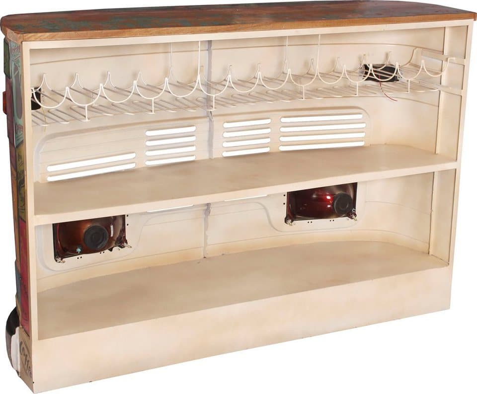 SIT Bartisch Tokio LKW-Theke aus Altholz & Metall – Unikat im Industrial-Design, Recycelte Tata-LKW-Front mit Ablage & Flaschenhalterungen - Thumbnail 5