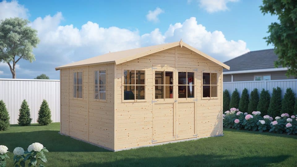 BERTILO Gartenhaus Workshop Smith naturbelassen, BxT: 364x335 cm, Großes Gartenhaus aus exakt vorgefertigten Elementen - Bild 1