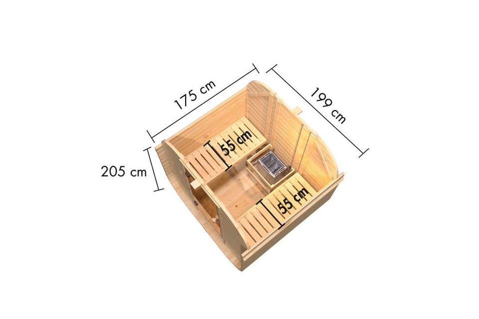 KONIFERA Fasssauna Cube, BxTxH: 199 x 175 x 205 cm, 38 mm, Saunaofen mit eingebauter Steuerung 9 kW - Thumbnail 13