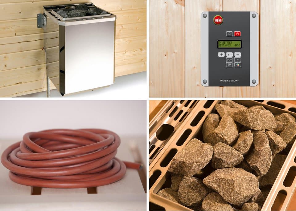 weka Sauna Element-Ecksauna VARBERG 1, BxTxH: 194 x 144 x 199 cm, 68 mm, vorgefertigte Elemente, moderne Ganzglastür - Thumbnail 3