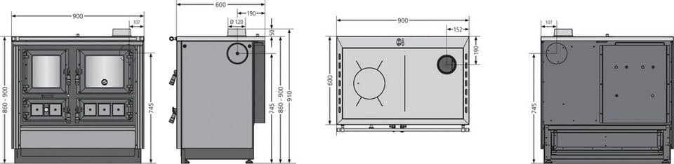 JUSTUS Festbrennstoffherd Rustico-90 2.0, 7,2 kW, Zeitbrand - Thumbnail 6