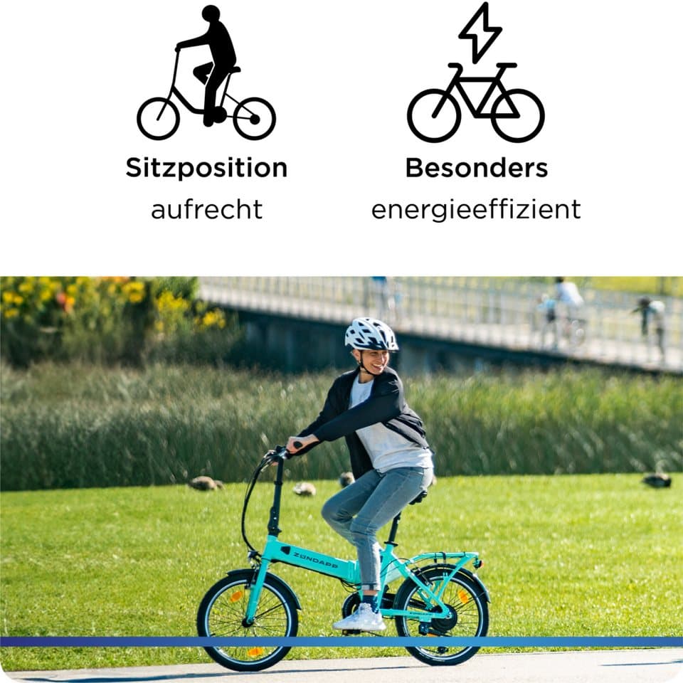 Zündapp E-Bike Klapprad Z101, 6 Gang Shimano Tourney Schaltwerk, Kettenschaltung, Heckmotor, 270 Wh, Pedelec, Elektrofahrrad für Damen u. Herren - Thumbnail 6