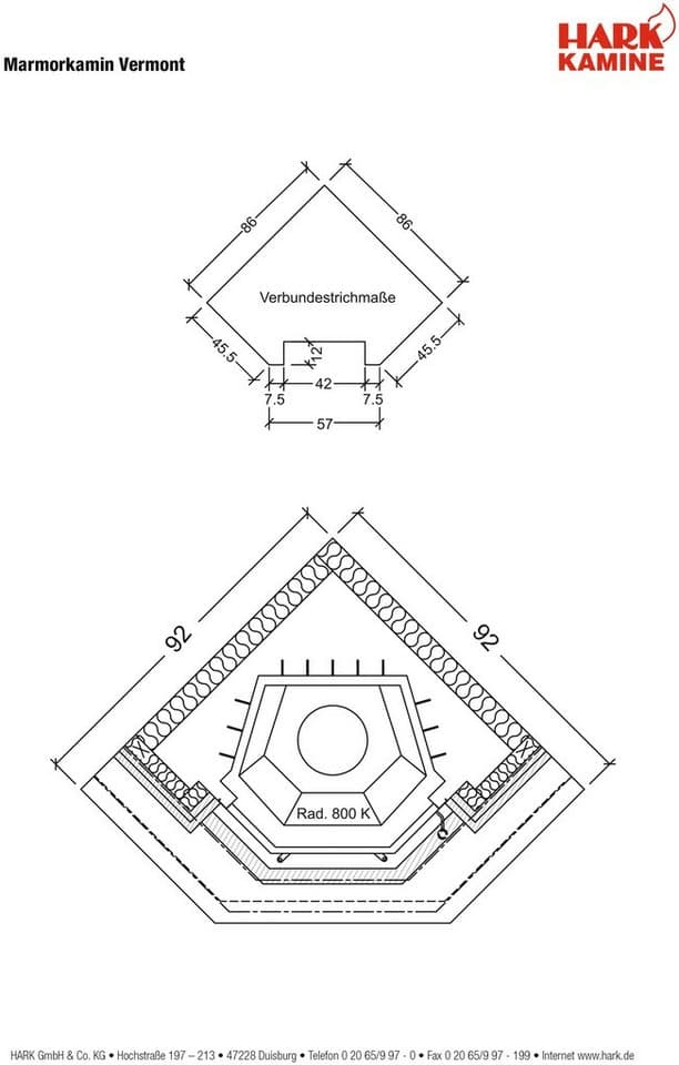 HARK Kaminbausätze »Vermont echter Mamor naturweiß«, 8 kW, Zeitbrand, Aufbaumaterial bis Raumhöhe 250cm inkl. - Thumbnail 4