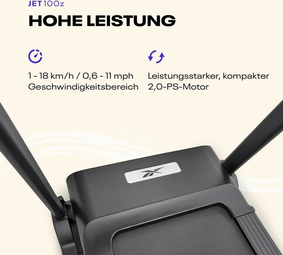 Reebok Laufband Jet 100z (mit LED-Display und eingebauten Handpulssensoren), bis max. 18 km/h, klappbar, mit Steigung, 110 kg max. Benutzergewicht - Thumbnail 10