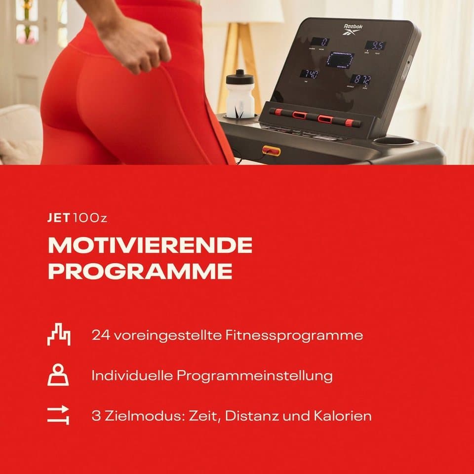 Reebok Laufband Jet 100z (mit LED-Display und eingebauten Handpulssensoren), bis max. 18 km/h, klappbar, mit Steigung, 110 kg max. Benutzergewicht - Thumbnail 8
