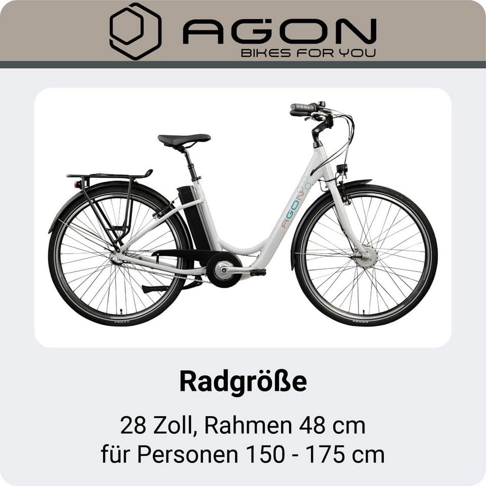 AGON E-Bike Cityrad Aurora, 3 Gang, Nabenschaltung, Frontmotor, 536 Wh, Pedelec, Elektrofahrrad für Damen u. Herren - Thumbnail 9