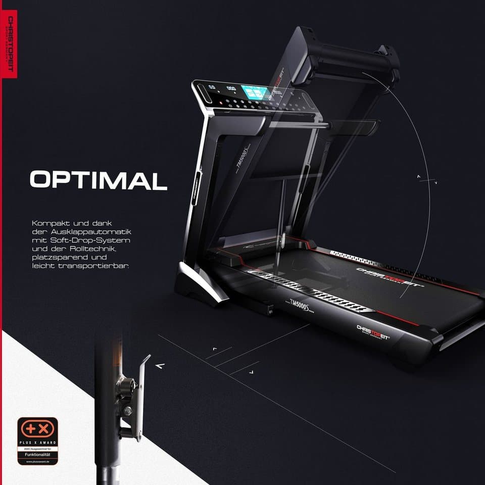 Christopeit Sport® Laufband TM 5000S (mit Soft-Drop Faltmechanismus), bis max. 22 km/h, klappbar, mit Steigung, 150 kg max. Benutzergewicht - Thumbnail 5