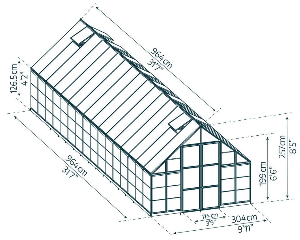 Palram - Canopia Gewächshaus Balance, BxTxH: 304 x 964 x 257 cm, BxLxH: 50 x 126 x 257 cm, 0,7 mm Wandstärke, lebenslang widerstandsfähige Wandpaneele - Thumbnail 5