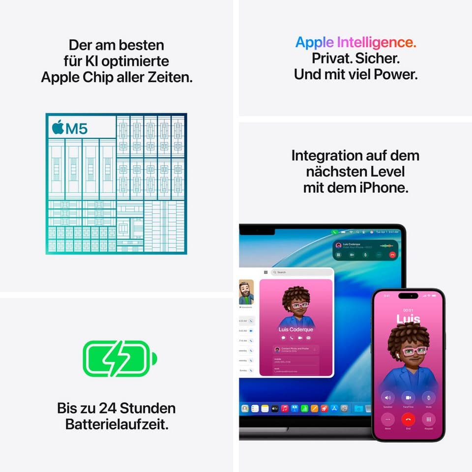 Apple MacBook Pro 14" Notebook (35,97 cm/14,2 Zoll, Apple M5, 10-Core GPU, 16 GB, 1000 GB SSD) - Thumbnail 7